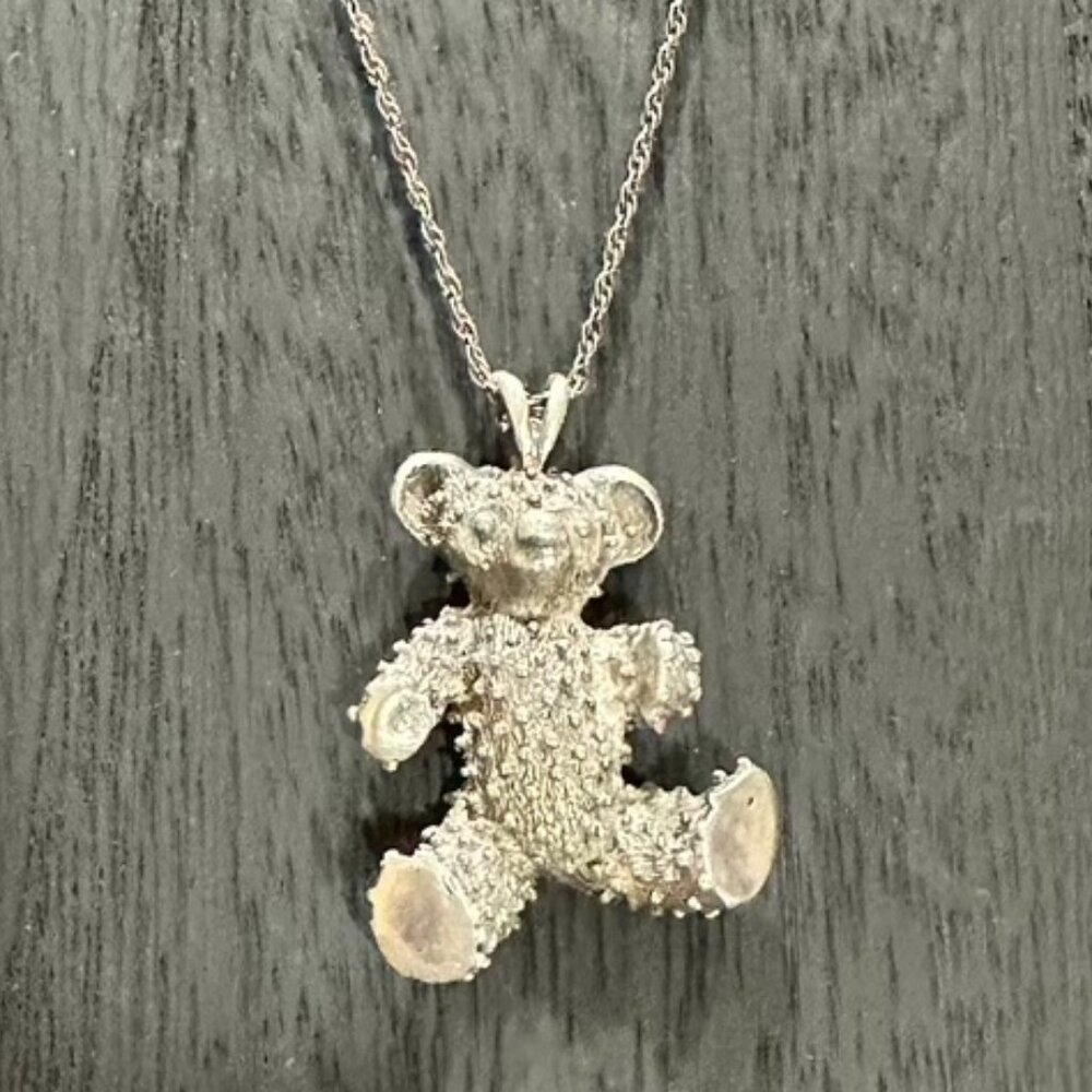 ✨ Playfully Luxe Teddy Bear Necklace (.925 Sterling Silver)